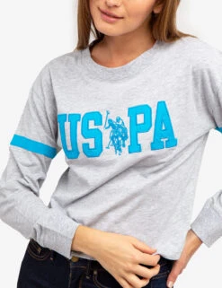 U.S. Polo Assn. LONG SLEEVE USPA APPLIQUE CROPPED T-SHIRT -Glimmera Cloth Shop 2158771D GREY 64601