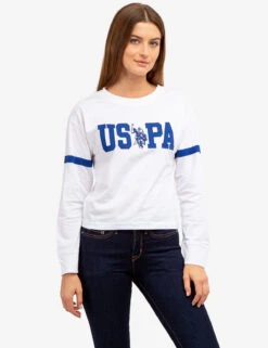 U.S. Polo Assn. LONG SLEEVE USPA APPLIQUE CROPPED T-SHIRT -Glimmera Cloth Shop 2158771D WHIT 64650