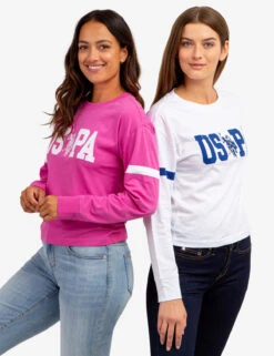U.S. Polo Assn. LONG SLEEVE USPA APPLIQUE CROPPED T-SHIRT -Glimmera Cloth Shop 2158771D WHIT 64655
