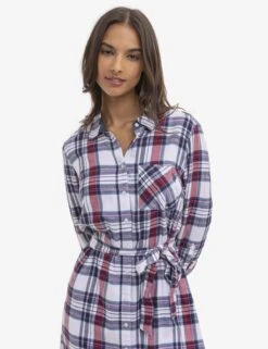 U.S. Polo Assn. LONG SLEEVE PLAID TIE DRESS -Glimmera Cloth Shop 215880GA WHIT 16217