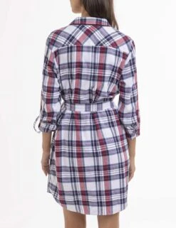 U.S. Polo Assn. LONG SLEEVE PLAID TIE DRESS -Glimmera Cloth Shop 215880GA WHIT 16220