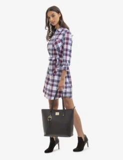 U.S. Polo Assn. LONG SLEEVE PLAID TIE DRESS -Glimmera Cloth Shop 215880GA WHIT 16229