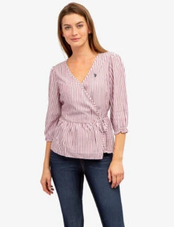 U.S. Polo Assn. LONG SLEEVE STRIPED WRAP TOP -Glimmera Cloth Shop 215885ZF 65164