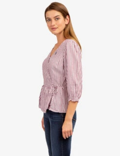 U.S. Polo Assn. LONG SLEEVE STRIPED WRAP TOP -Glimmera Cloth Shop 215885ZF 65166