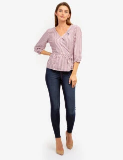 U.S. Polo Assn. LONG SLEEVE STRIPED WRAP TOP -Glimmera Cloth Shop 215885ZF 65173