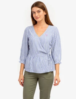U.S. Polo Assn. LONG SLEEVE STRIPED WRAP TOP