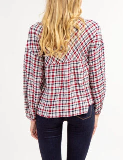 U.S. Polo Assn. PLAID POETIC V-NECK TOP -Glimmera Cloth Shop 215886XO EVBL 65677
