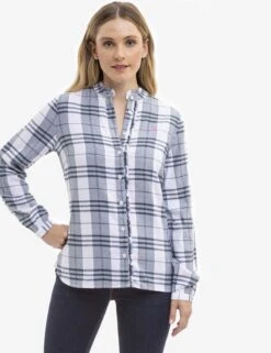U.S. Polo Assn. LONG SLEEVE RUFFLE PLAID TOP