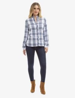 U.S. Polo Assn. LONG SLEEVE RUFFLE PLAID TOP -Glimmera Cloth Shop 215891GA CLNV 14862