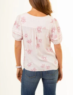 U.S. Polo Assn. VOLUME SLEEVE FLORAL TOP -Glimmera Cloth Shop 215901Z8 SFLB 86011