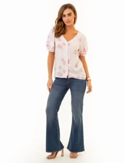 U.S. Polo Assn. VOLUME SLEEVE FLORAL TOP -Glimmera Cloth Shop 215901Z8 SFLB 86013