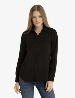 U.S. Polo Assn. CHEST POCKET PLEATED FRONT TOP -Glimmera Cloth Shop 2159299G BLCK 2176