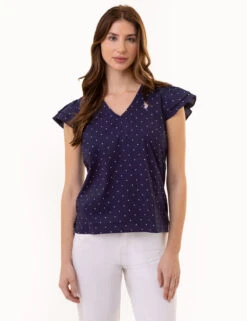 U.S. Polo Assn. RUFFLE SLEEVE POPOVER TOP