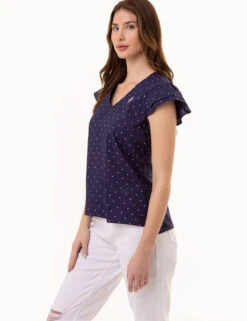 U.S. Polo Assn. RUFFLE SLEEVE POPOVER TOP -Glimmera Cloth Shop 215966NA EVBL 0865