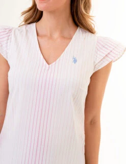 U.S. Polo Assn. RUFFLE SLEEVE POPOVER TOP -Glimmera Cloth Shop 215966NA MULT 85962