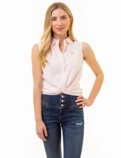 U.S. Polo Assn. SLEEVELESS TWIST FRONT SHIRT -Glimmera Cloth Shop 215967RA CTCN 85974