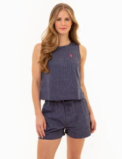 U.S. Polo Assn. SLEEVELESS LINEN CROP TOP