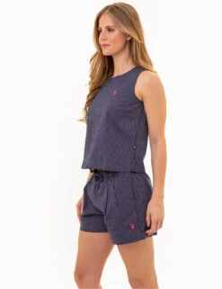 U.S. Polo Assn. SLEEVELESS LINEN CROP TOP -Glimmera Cloth Shop 215971RA EVBL 86228