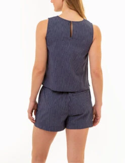 U.S. Polo Assn. SLEEVELESS LINEN CROP TOP -Glimmera Cloth Shop 215971RA EVBL 86230