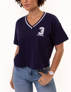 U.S. Polo Assn. TIPPED V-NECK GRAPHIC T-SHIRT -Glimmera Cloth Shop 2159871D EVBL 1547