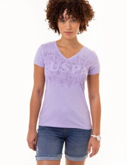 U.S. Polo Assn. TONAL FLORAL V-NECK T-SHIRT -Glimmera Cloth Shop 2159982J LAVN 0619
