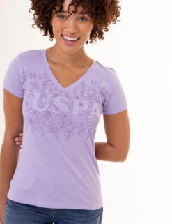 U.S. Polo Assn. TONAL FLORAL V-NECK T-SHIRT -Glimmera Cloth Shop 2159982J LAVN 0623