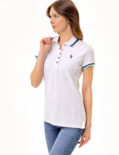 U.S. Polo Assn. PRINCESS SIDE SEAM TIPPED POLO SHIRT -Glimmera Cloth Shop 216099ZH WHIT 1800 1