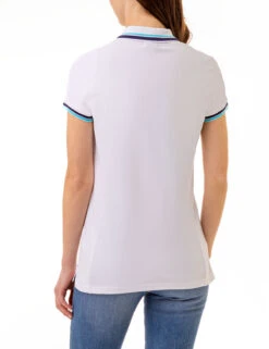 U.S. Polo Assn. PRINCESS SIDE SEAM TIPPED POLO SHIRT -Glimmera Cloth Shop 216099ZH WHIT 1801 1