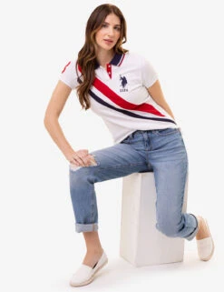 U.S. Polo Assn. DIAGONAL DOUBLE SASH POLO SHIRT -Glimmera Cloth Shop 216104ZH WHIT 0848