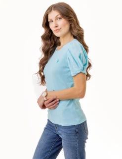 U.S. Polo Assn. PUFF SLEEVE CREW NECK TOP -Glimmera Cloth Shop 2161636H BZBL 1539