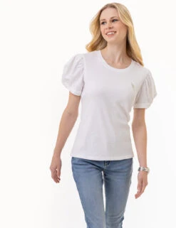 U.S. Polo Assn. PUFF SLEEVE CREW NECK TOP -Glimmera Cloth Shop 2161636H WHIT 1230