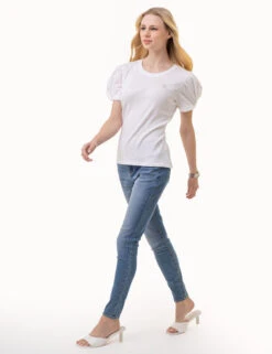 U.S. Polo Assn. PUFF SLEEVE CREW NECK TOP -Glimmera Cloth Shop 2161636H WHIT 1236