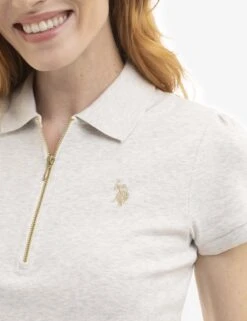 U.S. Polo Assn. HALF ZIP PUFF SLEEVE HEATHER POLO SHIRT -Glimmera Cloth Shop 21632263 SMOT 4396