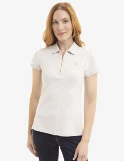U.S. Polo Assn. HALF ZIP PUFF SLEEVE HEATHER POLO SHIRT -Glimmera Cloth Shop 21632263 SMOT 4412