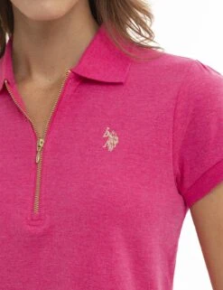 U.S. Polo Assn. HALF ZIP PUFF SLEEVE HEATHER POLO SHIRT -Glimmera Cloth Shop 2163226E LMPH 4489