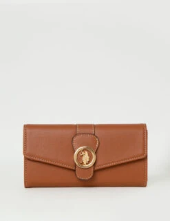 U.S. Polo Assn. MEDALLION LARGE FLAP WALLET -Glimmera Cloth Shop 27A196AA COGN 71349