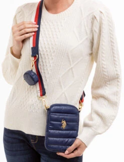U.S. Polo Assn. QUILTED PHONE CROSSBODY WITH ZIPPER POUCH -Glimmera Cloth Shop 27A213 NAVY 11852