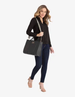 U.S. Polo Assn. USPA BOX TOTE WITH CROSSBODY STRAP -Glimmera Cloth Shop 27A279AA BLCK 6681