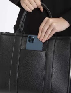 U.S. Polo Assn. USPA BOX TOTE WITH CROSSBODY STRAP -Glimmera Cloth Shop 27A279AA BLCK 6689