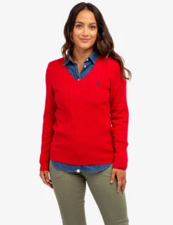 U.S. Polo Assn. SOFT CABLE V-NECK SWEATER -Glimmera Cloth Shop 321042C1D ERED 64230