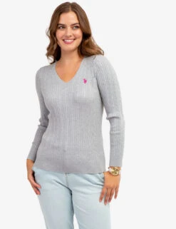 U.S. Polo Assn. SOFT CABLE V-NECK SWEATER -Glimmera Cloth Shop 321042C1D HGTY 64416