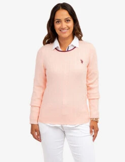 U.S. Polo Assn. TIPPED SOFT CABLE CREW NECK SWEATER -Glimmera Cloth Shop 321043C1D ENRS 64042