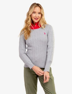 U.S. Polo Assn. TIPPED SOFT CABLE CREW NECK SWEATER