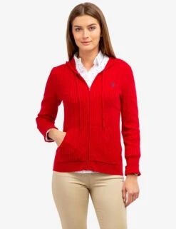 U.S. Polo Assn. SOFT CABLE ZIP UP SWEATER WITH HOOD