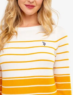 U.S. Polo Assn. STRIPED BOAT NECK SWEATER -Glimmera Cloth Shop 321045C1D VLPR 62741