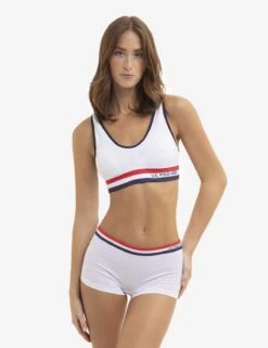 U.S. Polo Assn. 5 PACK SIGNATURE STRIPE SEAMLESS BOY SHORTS -Glimmera Cloth Shop 5PKBL742 2PKBRA3005 WHITE 3293