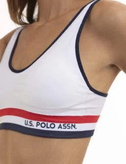 U.S. Polo Assn. 2 PACK SIGNATURE STRIPE BRALETTES WITH REMOVEABLE PADS -Glimmera Cloth Shop 5PKBL742 2PKBRA3005 WHITE 3306