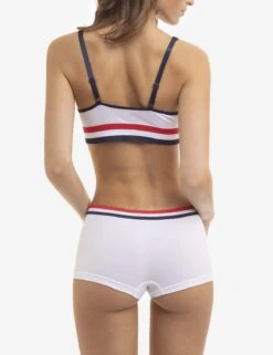 U.S. Polo Assn. 5 PACK SIGNATURE STRIPE SEAMLESS BOY SHORTS -Glimmera Cloth Shop 5PKBL742 2PKBRA3005 WHITE 3321