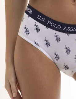 U.S. Polo Assn. 5PK RED WHITE & BLUE LOGO COTTON/SPAN HIPSTERS -Glimmera Cloth Shop 5PKHP1056 WHIT 3372