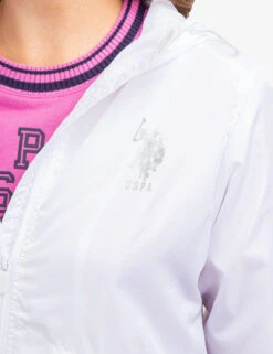 U.S. Polo Assn. HOODED ZIP FRONT WINDBREAKER -Glimmera Cloth Shop 621010PT WHIT 64643